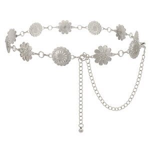 Women Western Metal Silver Chain Belt Concho Belt Cowgirl Waist Link For Jeans🖐